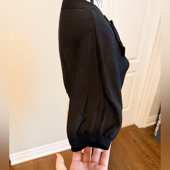 MOSCHINO Black Knit Cropped Button Up Sweater Crop Sleeve Size Large Authentic - Picture 12 of 13